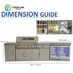Customized Modern Stainless Steel Outdoor Kitchen Set with 7-Burner Gas Grill Side Burner and Fridge Cabinet for Backyard Patio