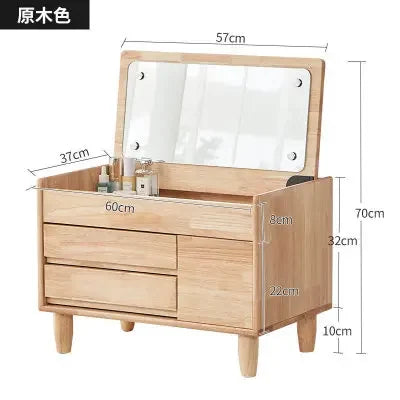 Storage Wood Vanity Table Mirror Nordic Modern Luxury Bedroom Dresser Makeup Drawers Beauty Schmink Tisch Bedroom Furniture