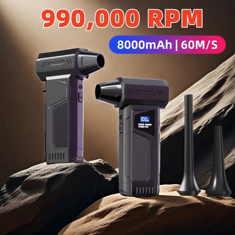 Electric Air Duster Air Blower 990000RPM Turbo Jet Fan Super Power Rechargeable Blower Brushless Motor Car/PC/Home/Outdoor Tool