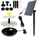 2.5W Solar Fountain Pump with 6 Nozzles and 7.6Ft Power Cord For Bird Bath Outdoor Pond Courtyard Garden And Fish Tank