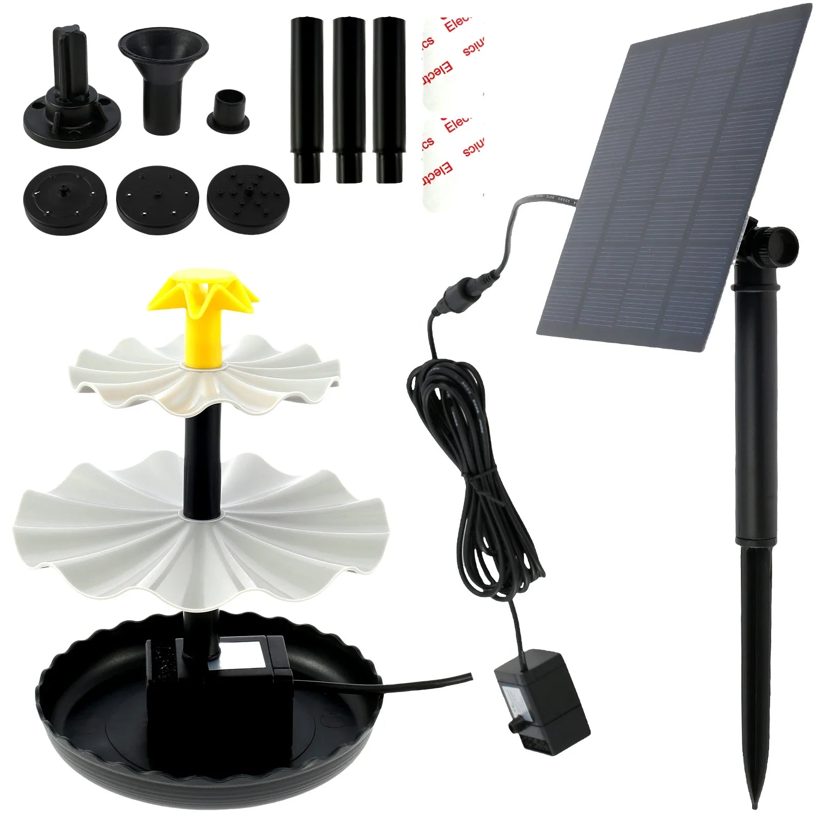 2.5W Solar Fountain Pump with 6 Nozzles and 7.6Ft Power Cord For Bird Bath Outdoor Pond Courtyard Garden And Fish Tank
