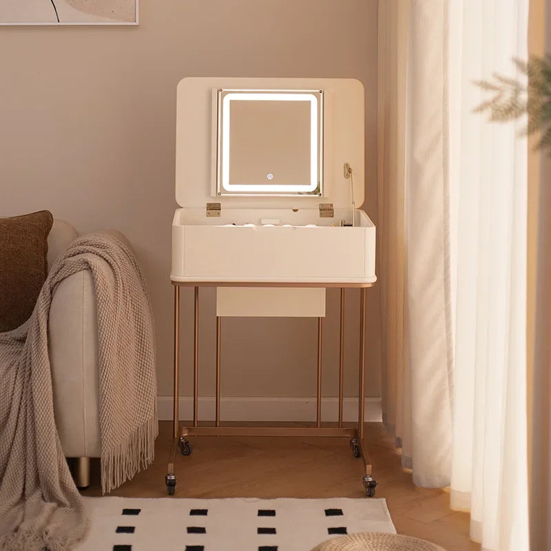 Portable Adult Vanity Table Nordic Woman Wheels Storage Unique Bedroom Dressers Makeup Desk Mirror Penteadeira Furniture Home