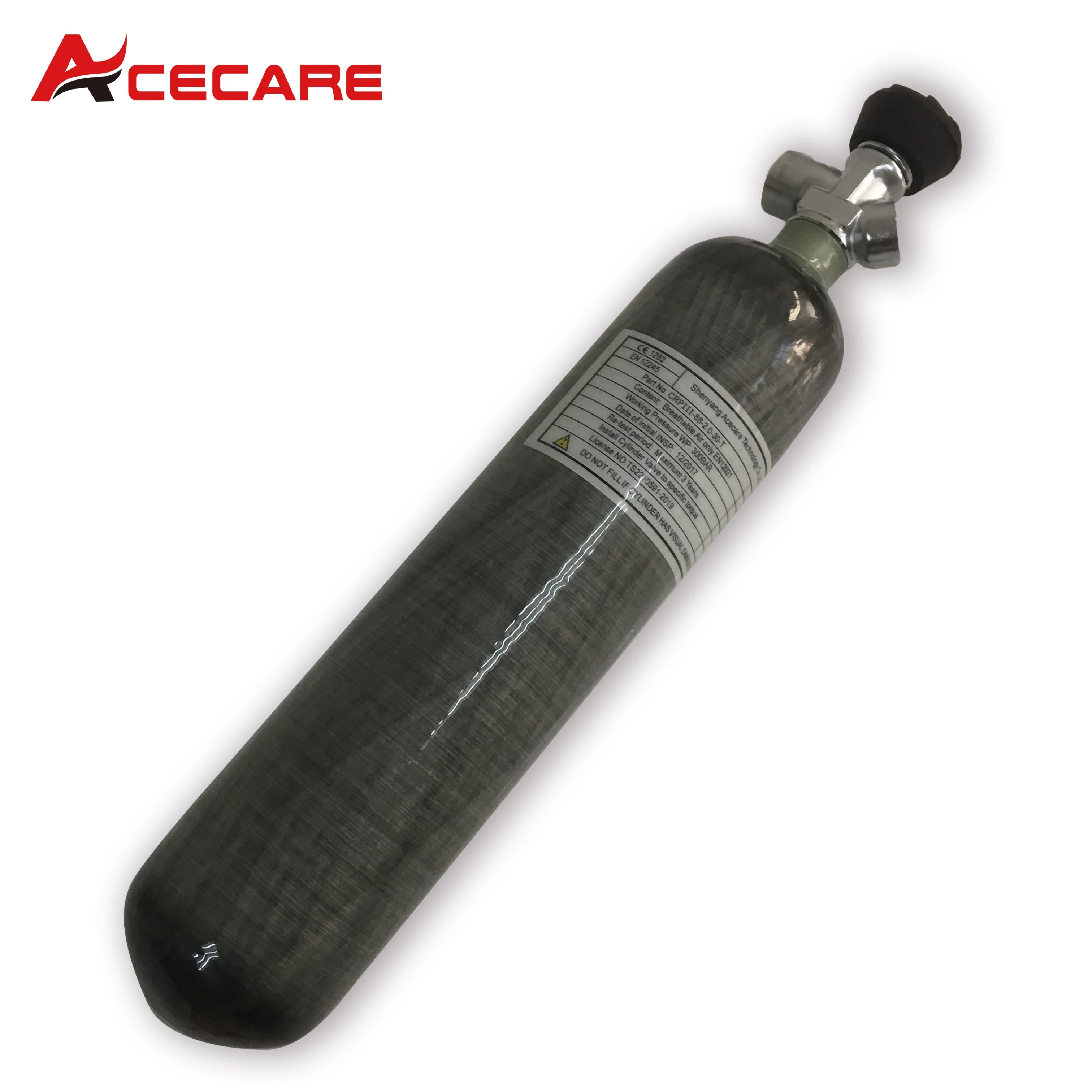 ACECARE 2L/3L/6.8L HPA Carbon Fiber Cylinder Scuba Tank Rebreather 4500Psi 300bar Valve M18*1.5 For Scuba Diving Fire Safety