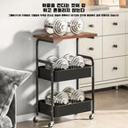 Double Coffee Table Storage with Small Table Movable Living Room Space Saving Modern Style Sturdy Structure Storage Shelf