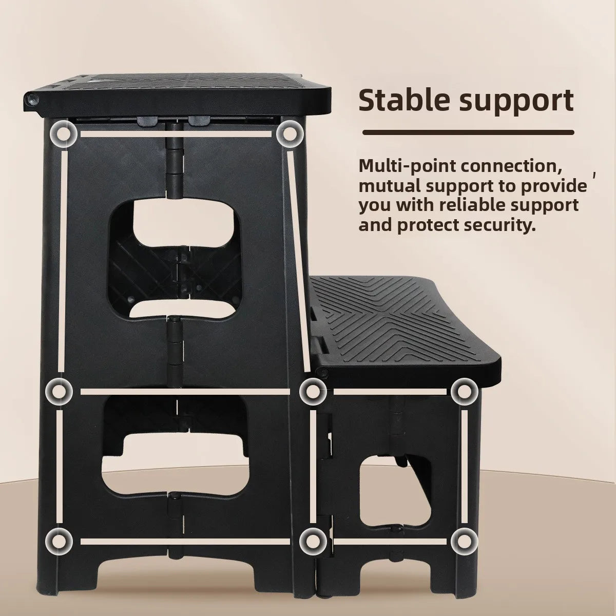 Household Foldable Stool Two or Two Steps Household Plastic Climbing Steps High and Low Pedal  High and Low Ladder Stool