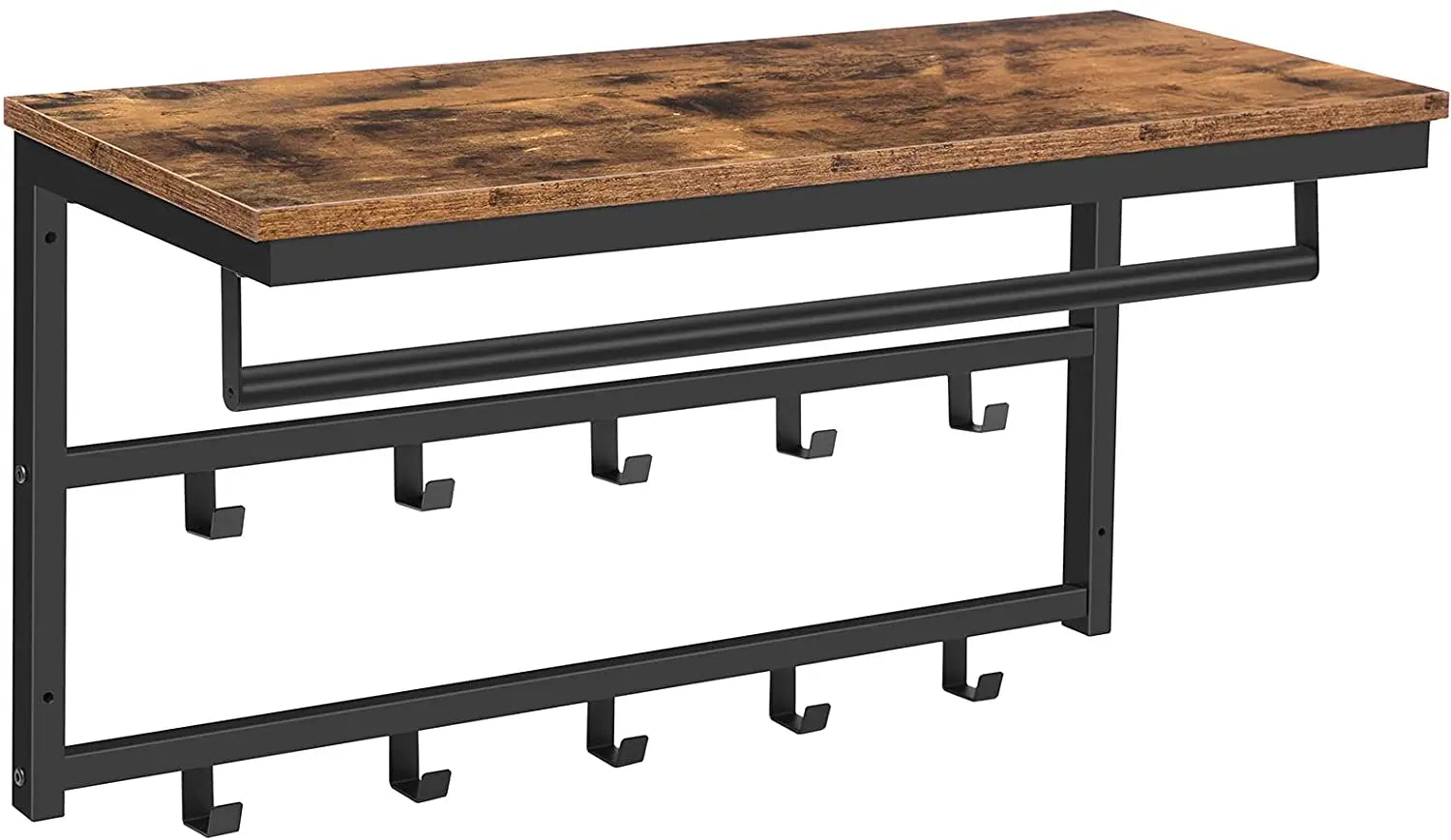 HOOBRO Wall-Mounted Coat Rack With Shelf Wall Hanging Shelves With 10 Hooks And Bars For Hallway Living Room Bedroom Bathroom