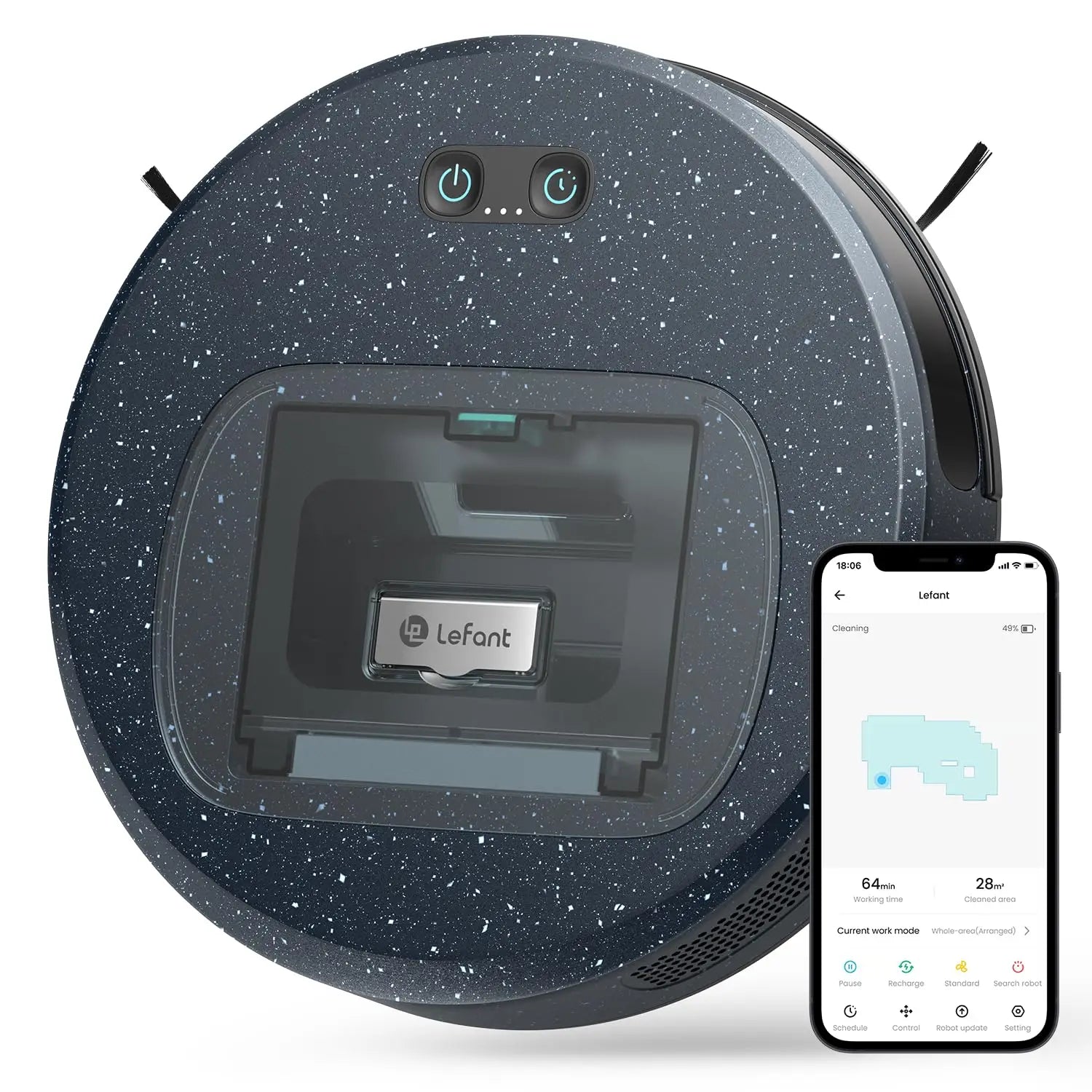 Lefant small Robot Vacuum cleaner F1,5000Pa Suction,600ML Visible Canister,250min,Ideal for Pet Hair,Hard Floors Carpets