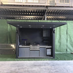Customized Durable Weatherproof Outdoor Kitchen 304 Stainless Steel Black Gas 6 Burner Kitchen Island