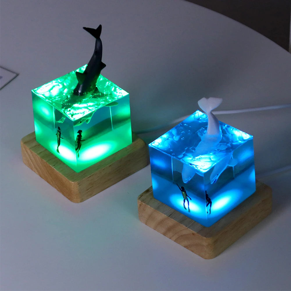 Whale Diver Ocean Decoration with Light Decorative Marine Whale Decor Beluga Killer Whale Megalodon Home Room Decor