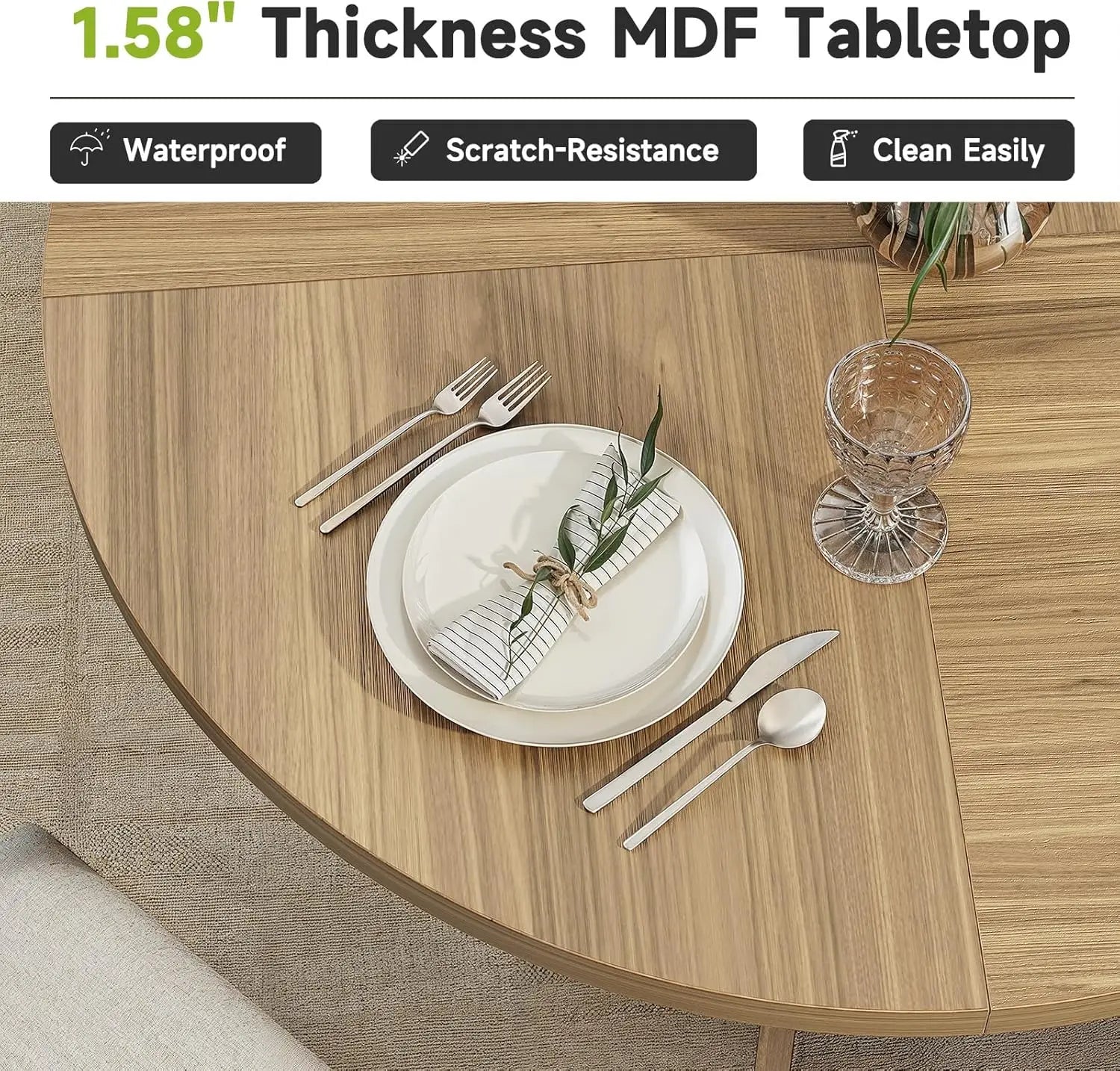 47.2 inch Round Dining Table for 4-6 People, Wood Kitchen Table for Dining Room Living Room, Small Circle Farmhouse Dinner Table