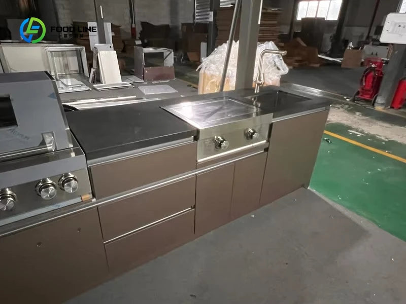 Customized Outdoor Kitchen Modular Cabinet Garden Camping  Outdoor Stainless Steel Outdoor Kitchen Tcomplete Equipment