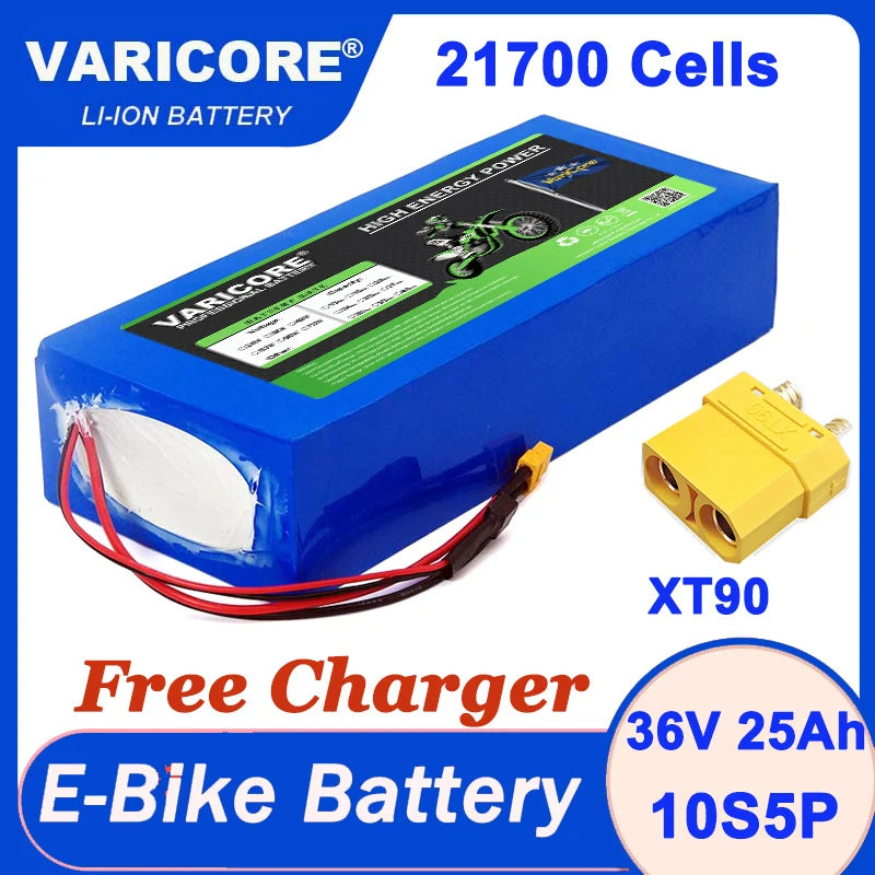 VariCore 36V/48V/60V 25Ah 21700 Lithium Battery Pack 1200w With PCB for 42V 54.6V 67.2V Electric vehicle Batteries + Charger