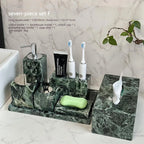 Luxury Marble Bath Set: Shampoo Bottles, Tray & Canister Organizer, Natural Stone Accessories for Home & Hotel Bathroom Decor