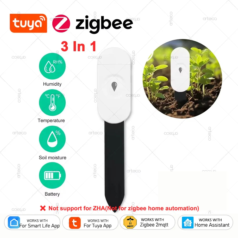 Zigbee Soil Tester Moisture Sensor Meter Tuya Temperature Humidity Moisture Detector For Plants Smart Home Automation Irrigation