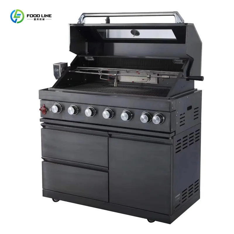 Customized Luxury Outdoor Kitchen Granite Garden Stainless Steel Waterproof Heavy Duty Gas BBQ Full Kitchen Cabinet Frame