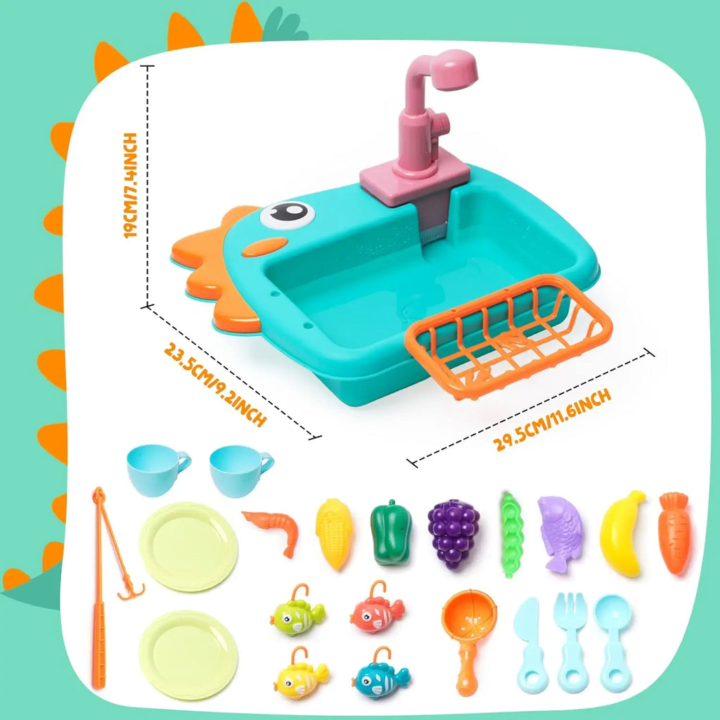 Kitchen Toy Plastic Dish Wash Sink Set Children Simulation Pretend Role Play Housework Kit Early Educational Toys for Boys Girls