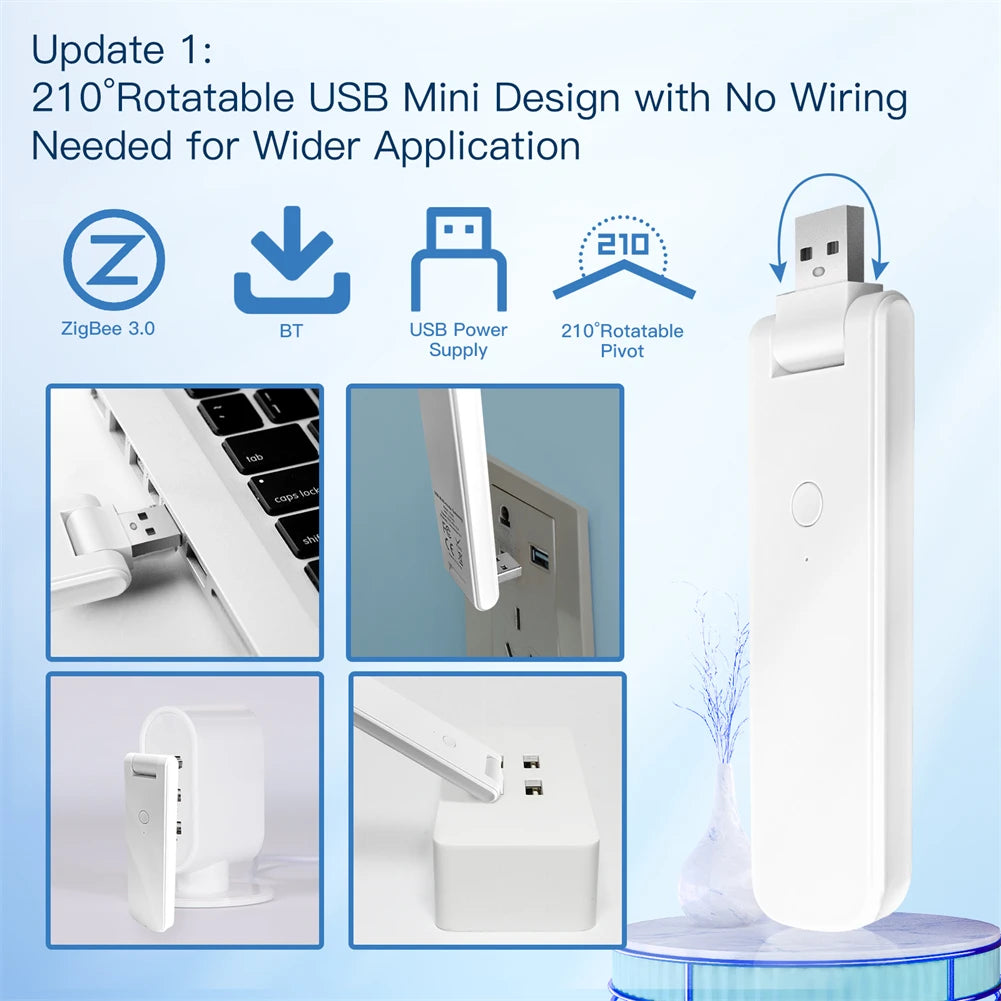 MOES Tuya Smart USB Multi-mode Gateway Bluetooth+ZigBee Wireless Hub Control Smart Home Control Compatible with Alexa GoogleHome