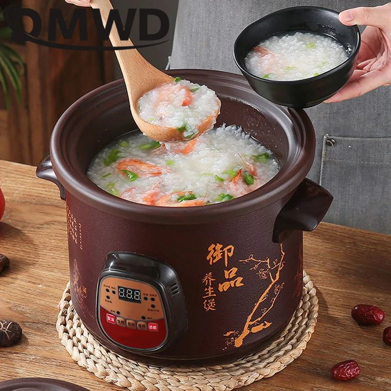 DMWD Smart Slow Cooker Household Steam Stew Multifunction BirdsNest Pregnant Tonic Baby Supplement Nutritious Purple Sand Liner