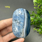 Natural Blue Agate Palm Play Healing Spiritual Meditation Chakra Witchcraft Prayer Energy Feng Shui Home Decor Gift
