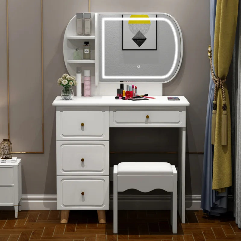 Hot Selling Kids Small New Design Wooden Vanity Mirror Dold Green White Makeup Glass Modern Dresser Dressing Table