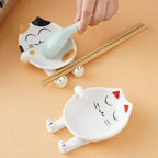 Kitchen Cartoon Storage Organizer Ceramic Pot Lid Stand Stove Holder Utensil Rack Spoon Rest