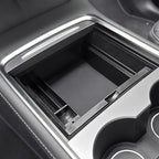 For Tesla Model Y 2020-2024 Hidden Storage Box Car Center Console Armrest Front and Rear Flocking Layer Container Slide
