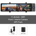 OBDPEAK 3 Camera Dash Cam 4K Car DVR Front Inside Rear 1080P GPS Track
