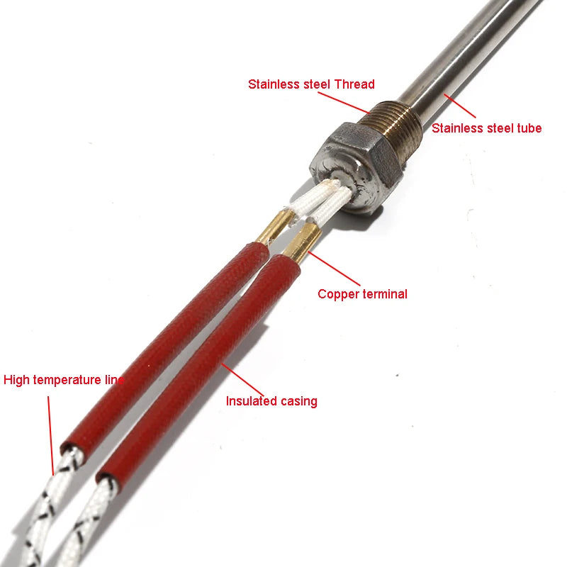 LUJINXUN DN6/10mm Thread Cartridge Heaters 12V 24V 50-180W Heating Element 6mm x50-200mm for Compression Molding Machinery 1PC