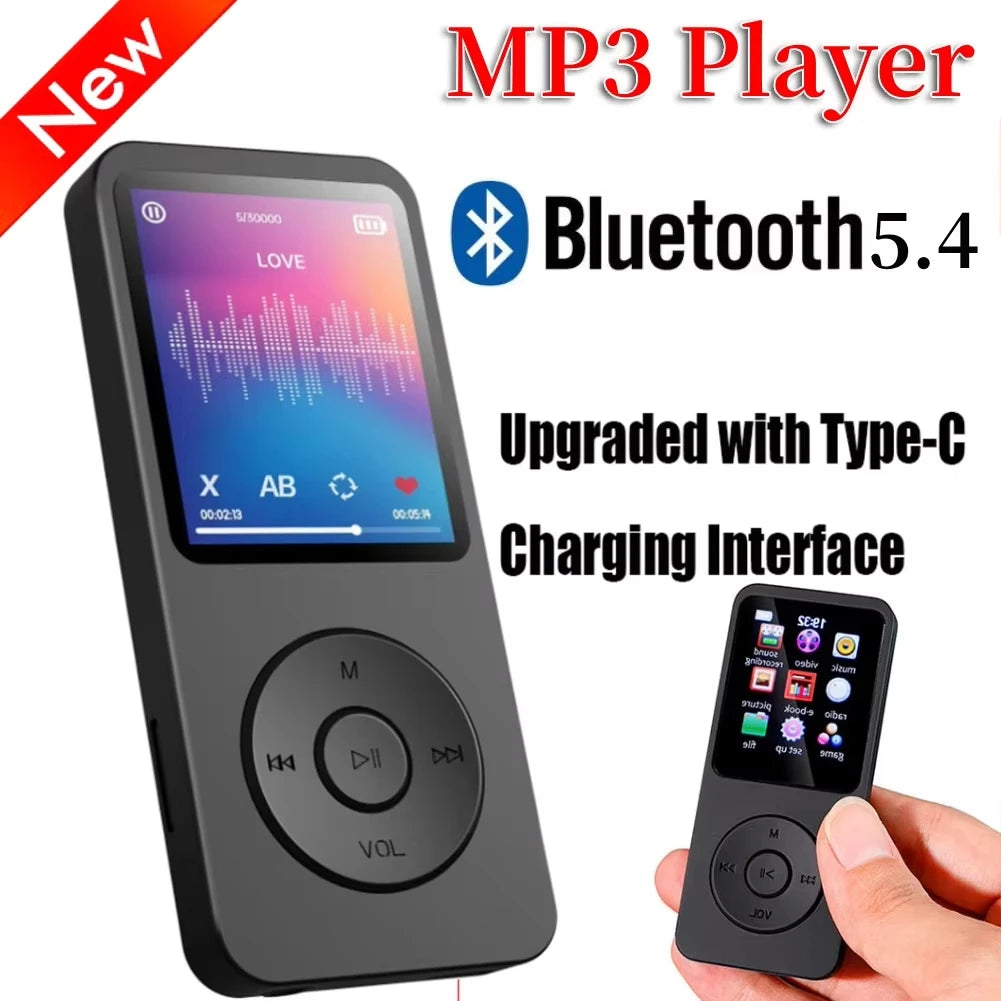 1.8 Inch MP3 MP4 Music Player HiFi Bluetooth 5.4 Student Walkman with FM Alarm Clock E-Book Sports Running Walking Music Play