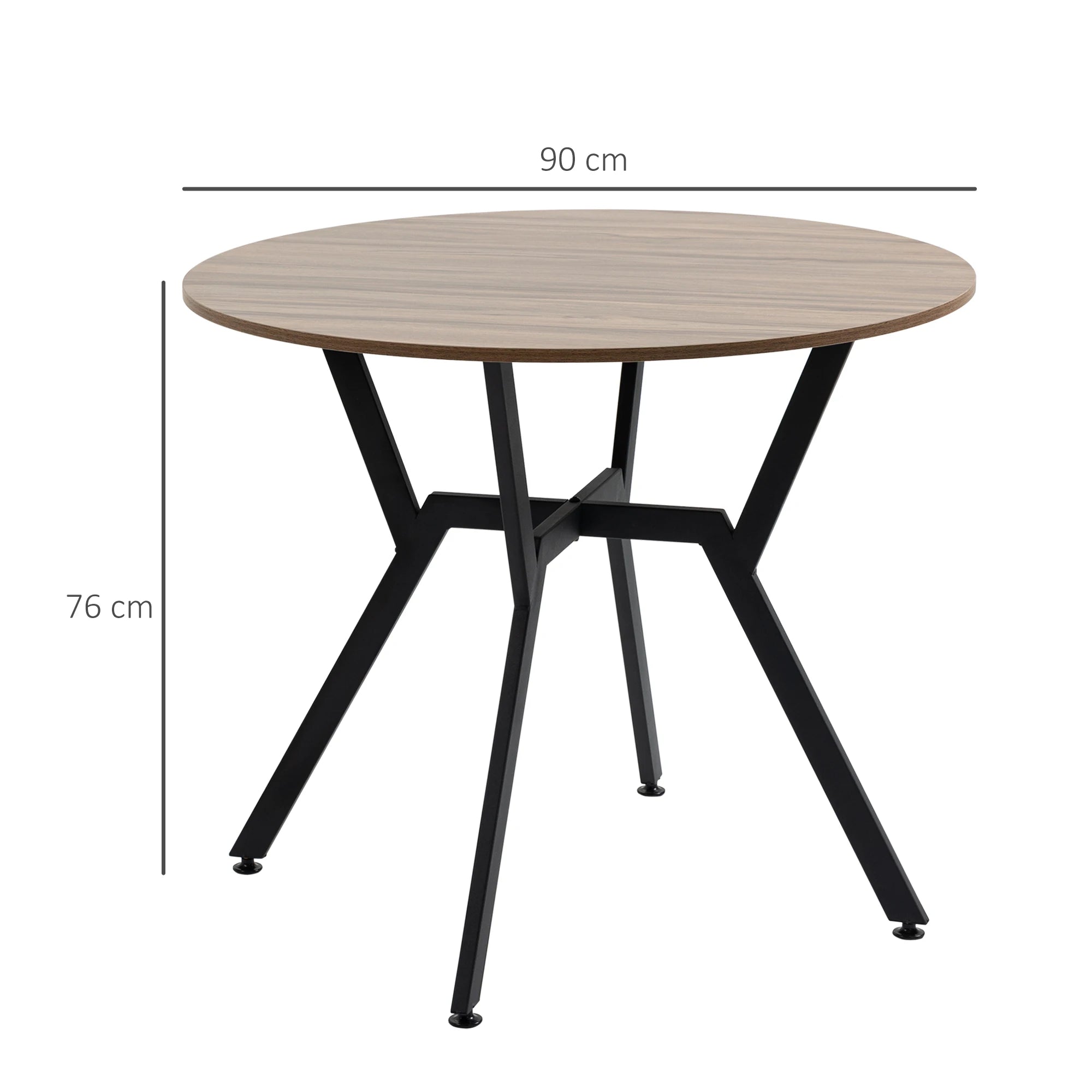 Homcom Round Dining Table with Wooden Top and Steel Frame Ø90X76 cm