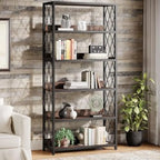67 Inch Book Shelf, 5 Tier Industrial Etagere Bookcase with Open Shelves, Tall Bookshelf for Living Room, Bedroom, Home Office