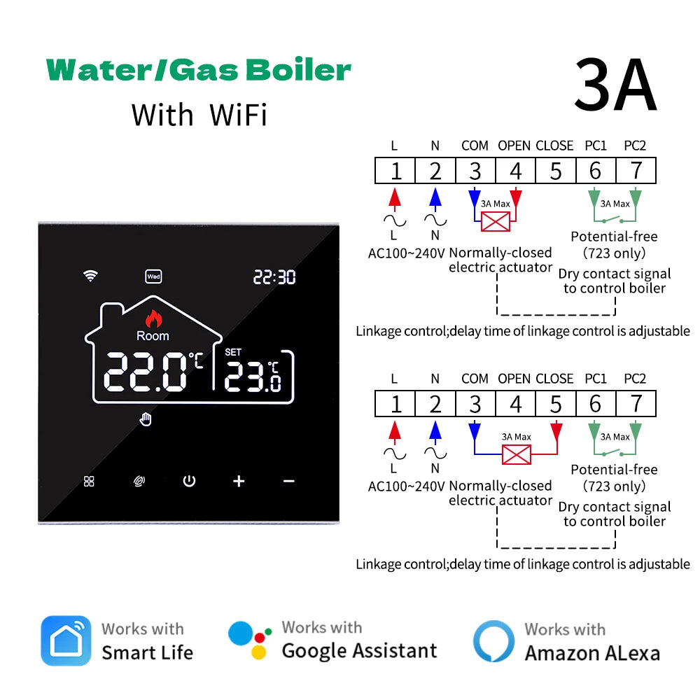 Tuya Wifi Thermostat Electric Heating Smart Room Thermostat Underfloor Heating Wifi Connected Thermostat 220V  Goolge Home Alexa