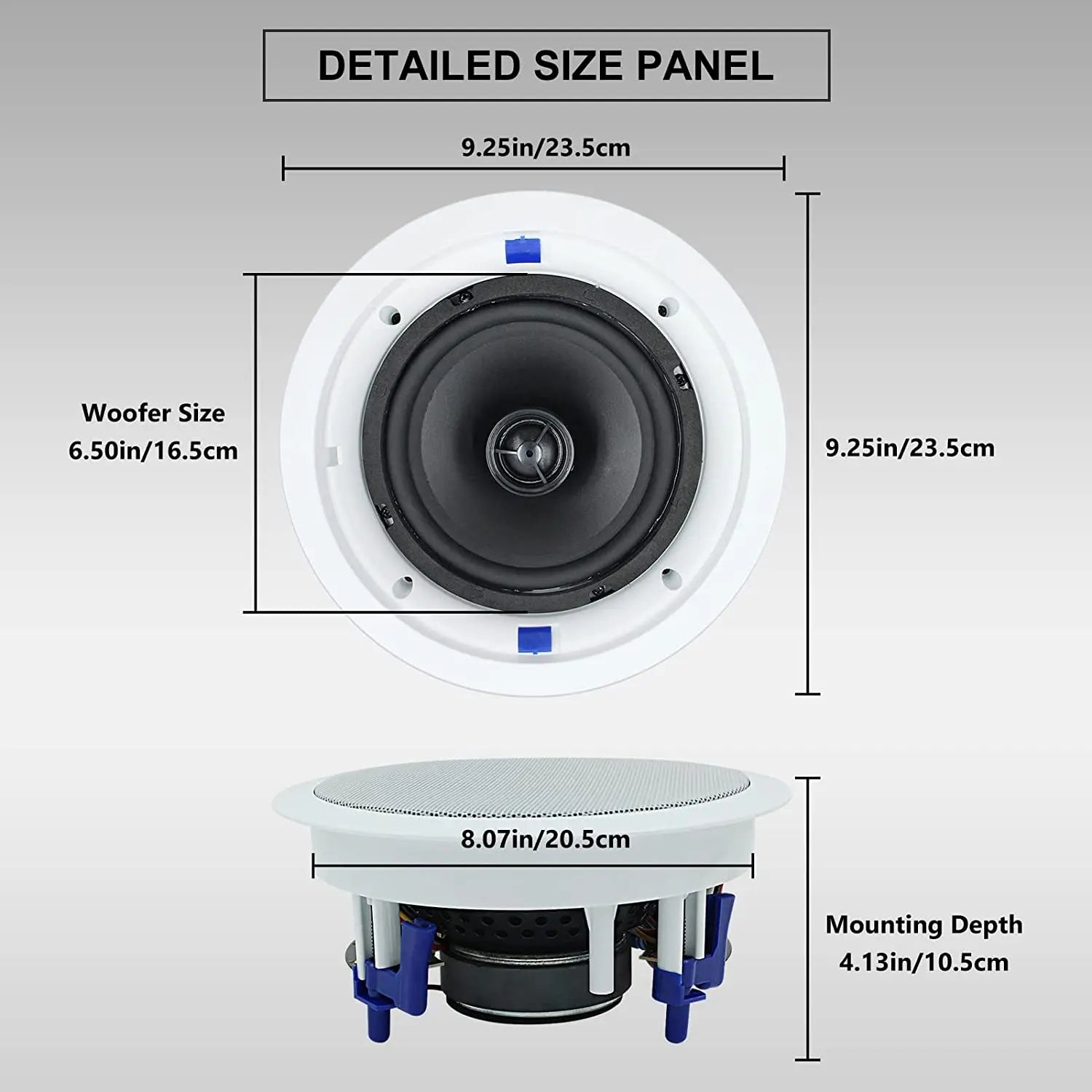 Herdio Passive Ceiling Speakers 6.5‘’ 320W 2-Way Round Flush Mount Speakers Perfect For Home Theater Living Room Bathroom Pair