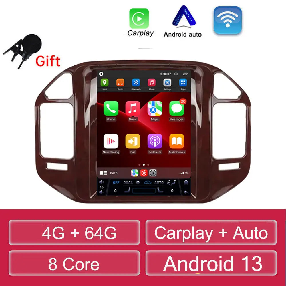 For Mitsubishi Pajero V60 V68 V73 1999-2006 Tesla style Screen Android 13 Carplay Car Radio Multimedia Player Navigation Auto