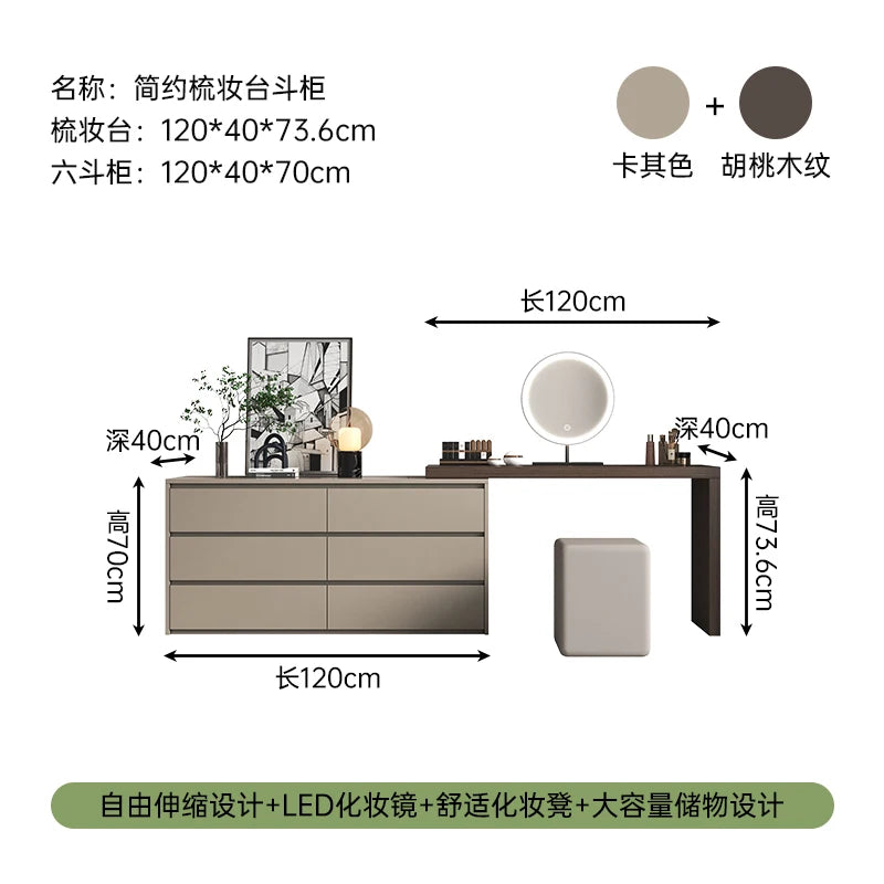 Modern Drawers Vanity Table Makeup Chair Desk Bedroom Big Dressing Table White Small Cabinet Mesa De Maquillaje Home Furniture