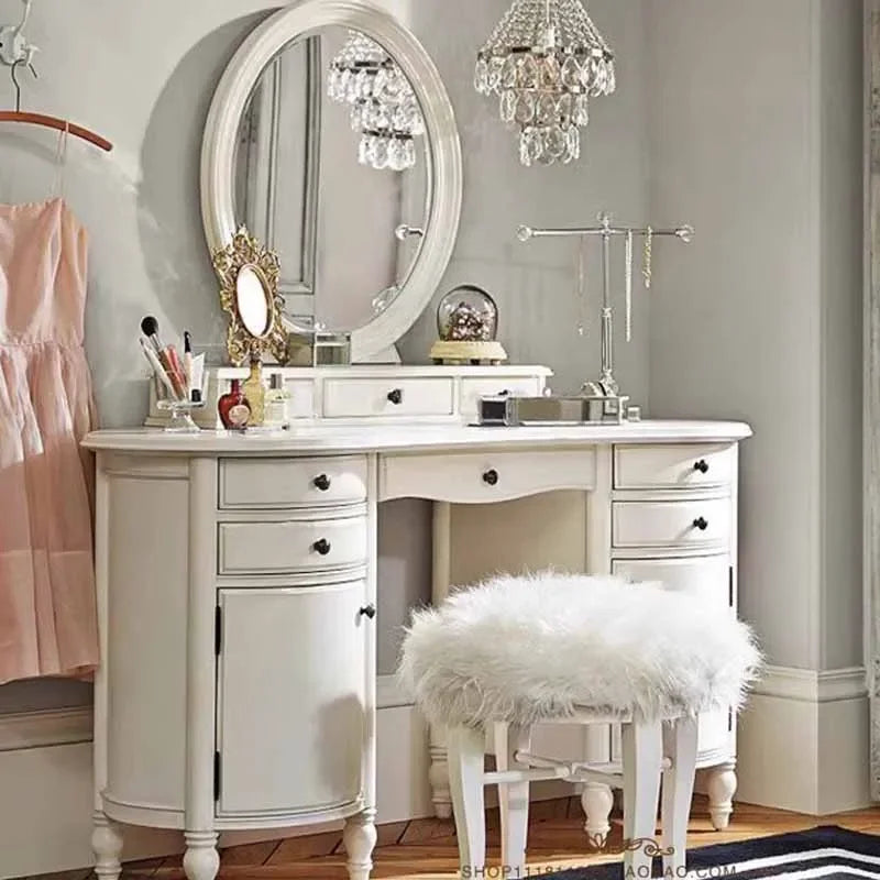 Modern Mirror Dresser Eithe Girl Makeup Luxury Women Wooden Dressing Table Storage White Large Coiffeuse Nordic Home Furniture