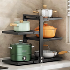 Kitchen Under Sink Pot Holder Multilayer Frying Pan Rice Cooker Seasoning Storage Rack Adjustable Stainless Steel Organizer