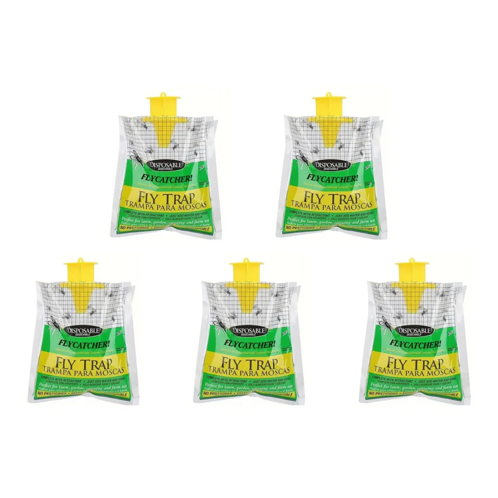 Hanging Flies Trap with Fly Bait Disposable Mosquito Trap Catcher Non-Toxic Fly Wasp Insect Bug Killer for Outdoor Garden Farm