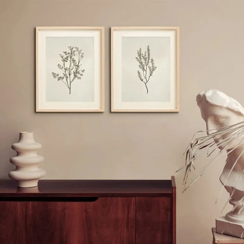 Vintage Neutral Floral Beige Botanical Flower Leaf Poster and Prints Canvas Printing Wall Art Picture for Living Room Home Decor