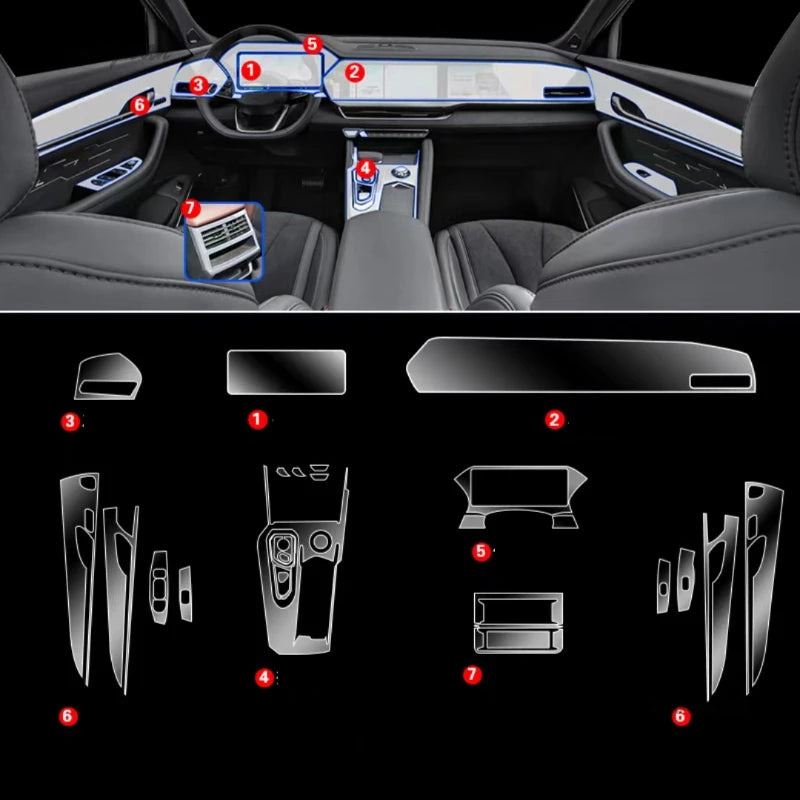 For Geely XingYue L Monjaro 2021-22 Gearbox Panel Navigation Screen Automotive Interior TPU Protective Film Anti-Scratch Sticker