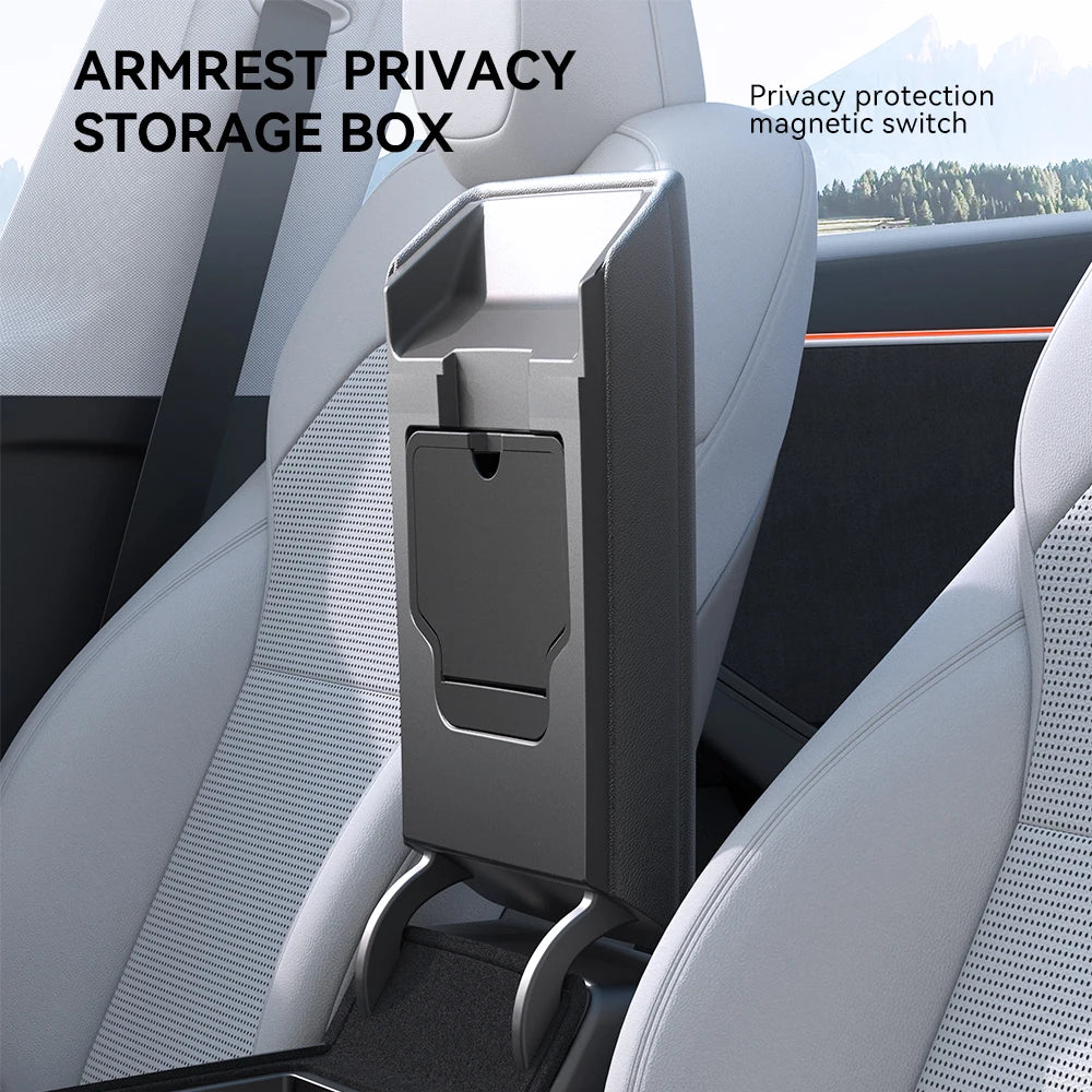 YZ For Tesla Model 3 Highland Model Y Juniper 2021-25 Center Armrest Hidden Storage Box Cup Holder Console Organizer accessories