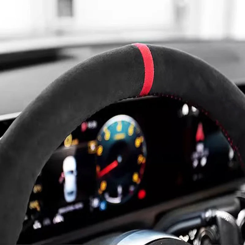 Hand-stitched Suede Car Steering Wheel Cover for Nissan GTR GT-R R35 Nismo 2008-2016 Full Coverage Steering Wheel Accessory