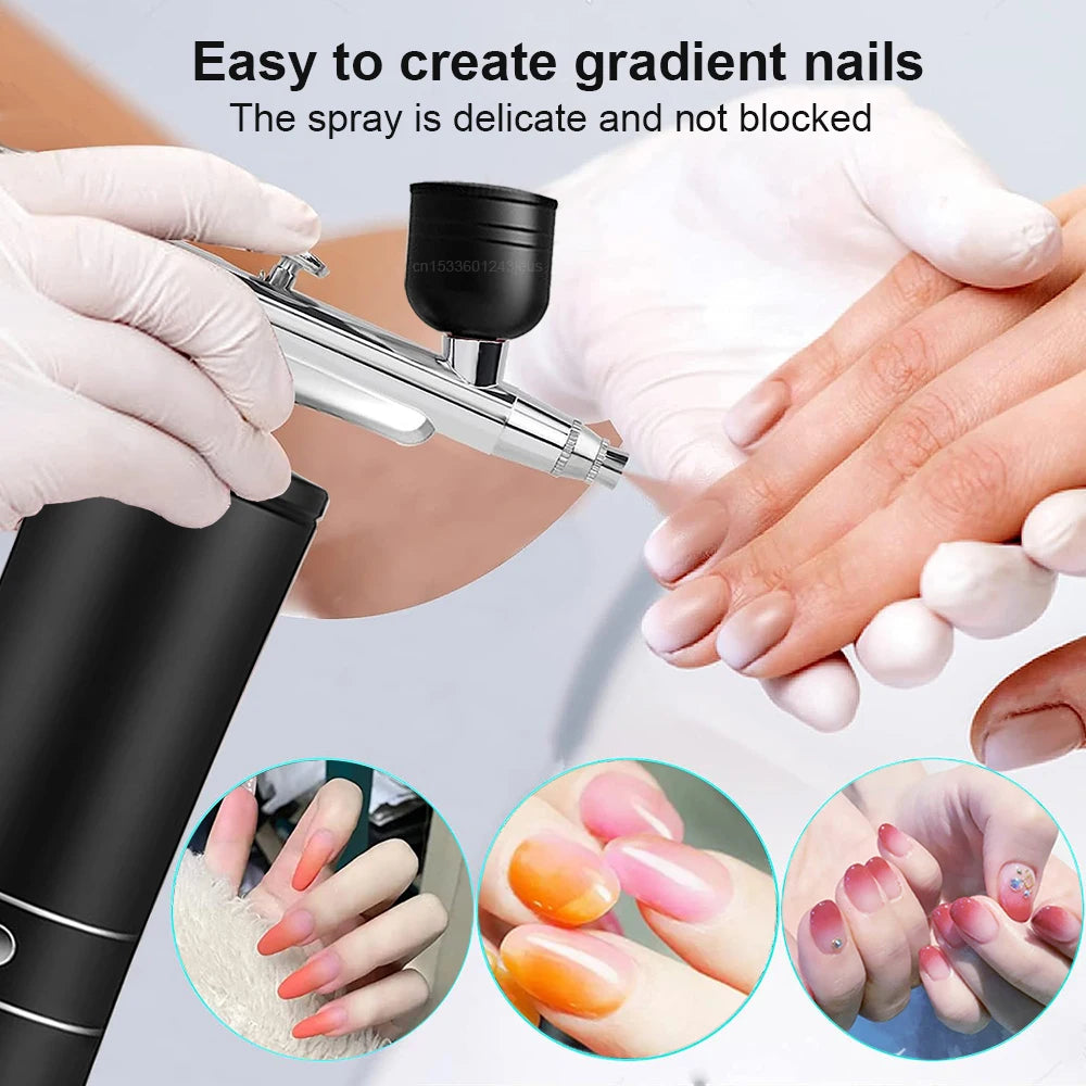 Portable Airbrush with Compressor Airbrush Painting Spray Gun for Nails Cake Painting Wireless Electric Paint Gun Airbrush Kits