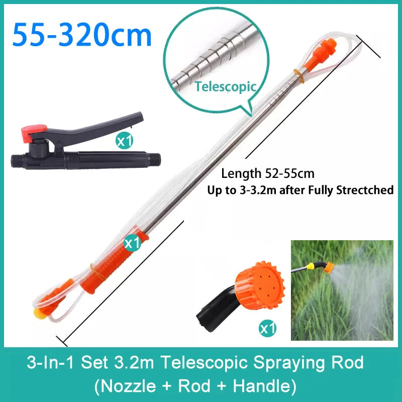 New Retractable 2.2/3.2m Spraying Rod For Hand Pressure Sprayer Outdoor Garden Pesticide Spray Tree Watering Can Accessories
