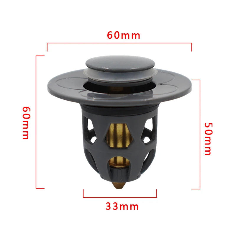 Universal Copper Pop-Up Bounce Core Basin Drain Rose Gold Filter Hair Catcher Deodorant Bath Stopper Kitchen Bathroom Tool