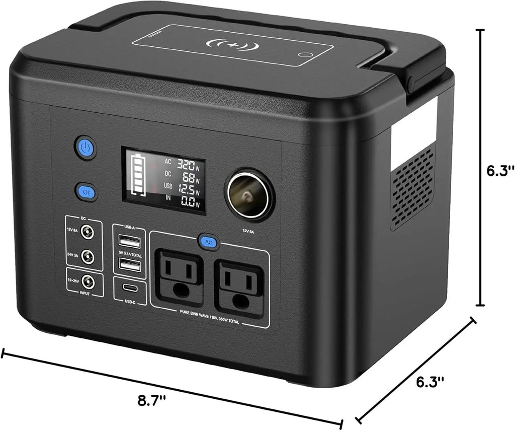Powkey Portable Power Station 350W 260Wh/70000mAh Backup Lithium Battery, 110V Pure Sine Wave Power Bank for Outdoors Camping