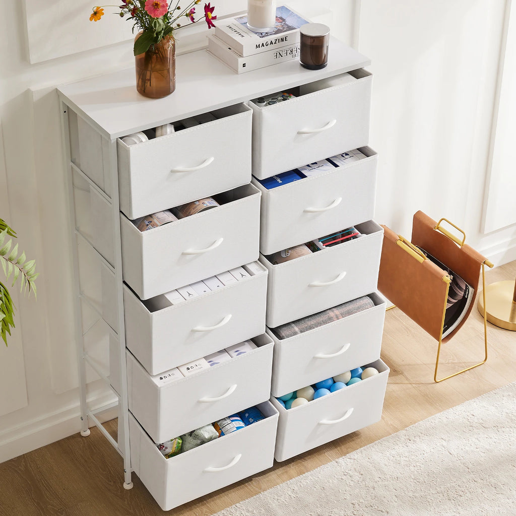 JHK Wardrobes For Bedroom With 5/7/10 White Lover Fabric Drawers Chest Wardrobe Closet For Storage Cabinet Bedroom Of Furniture