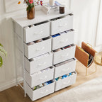 JHK Wardrobes For Bedroom With 5/7/10 White Lover Fabric Drawers Chest Wardrobe Closet For Storage Cabinet Bedroom Of Furniture