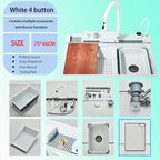 Gun Grey 304 Stainless Steel Waterfall Drainage Kitchen Sink Integrated Digital Display Faucet Set Soap Dispenser Vegetable Pool