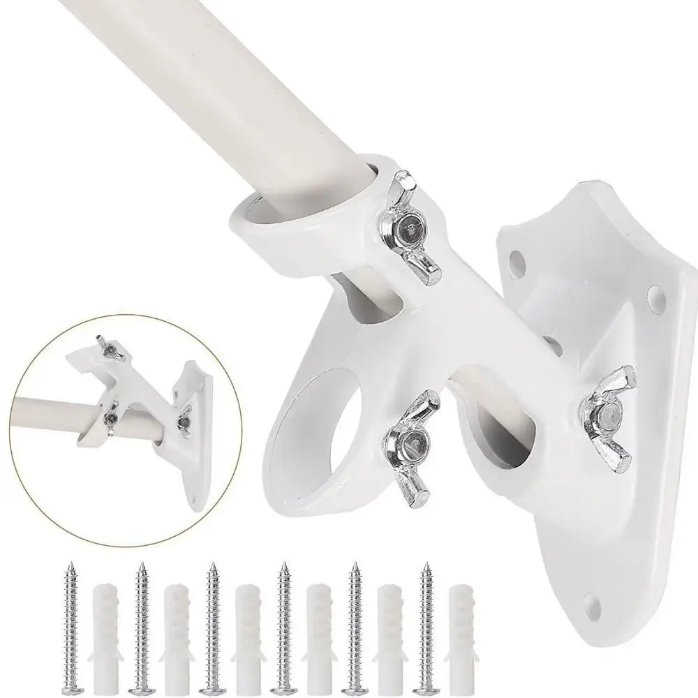 Rust Free Wall Flag Pole Holder Double Hole Wall-mounted Flagpole Bracket Waterproof Easy To Install Flagpole Mounting Base